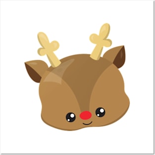 Christmas Reindeer, Antlers, Red Nose, New Year Posters and Art